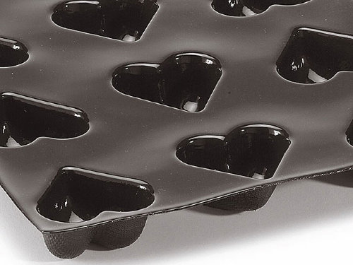 FP01073. (20 сердец — 7,5 x 6,5 х h3,5 см) Профессиональная силиконовая форма Флексипан (60х40 см) | Flexipan Demarle Франция