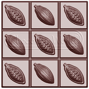 CW1642 ПЛИТКА 92 гр. КАКАО БОБЫ — Поликарбонатная форма для шоколадных конфет | Chocolate World Бельгия