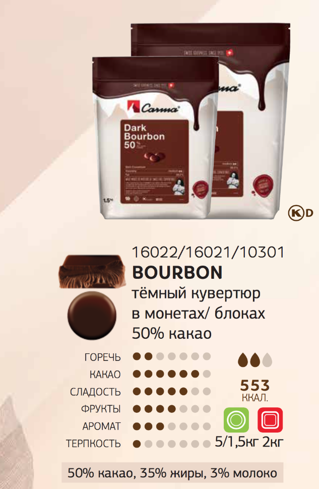 1,5 кг — BOURBON 50% Темный шоколад в монетах из серии SWISS TOP | CARMA 16021