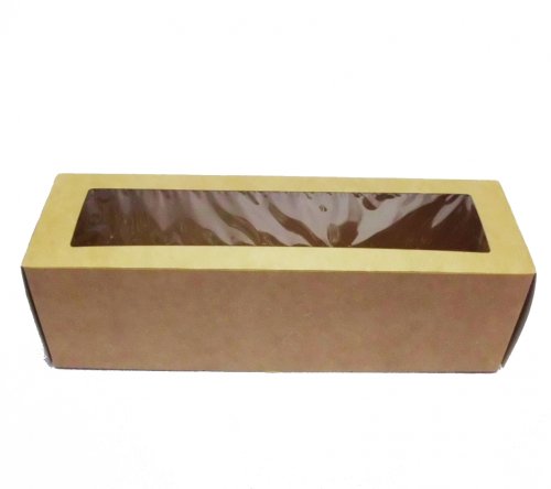 12 шт. Коробка для макарони 18*5,5*5,5 см крафт с окном самосборная