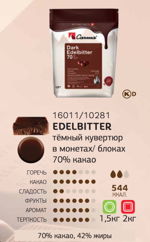 1,5 кг — Edelbitter 70% Горький шоколад в монетах из серии SWISS TOP | CARMA 16011