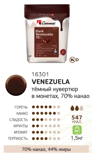 1,5 кг — Венесуэлла 70% Горький шоколад в монетах из серии SWISS TOP | CARMA 16301