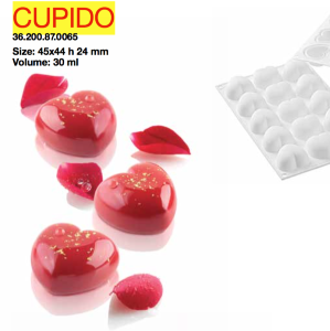 CUPIDO Cиликоновая объемная форма СЕРДЕЧКО для минипирожных тортафлекс 3D | Silikomart Tortaflex 3D