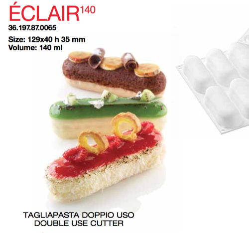 ECLAIR Cиликоновая объемная форма ЭКЛЕР для пирожных 3D с вырубкой | Silikomart Tortaflex 3D