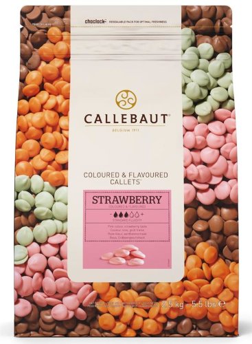 2,5 кг — Розовый шоколад со вкусом клубники в галетах | Callebaut Бельгия STRAWBERRY-RT-U70