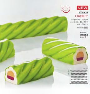 CANDY Cиликоновая объемная форма 30*40 КЕНДИ для пирожных 3D | PX4309S Pavoni 3D