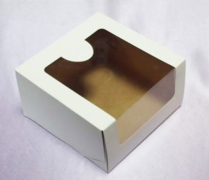 12 шт. Коробка для торта 18*18*10 см с окном белая самосборная